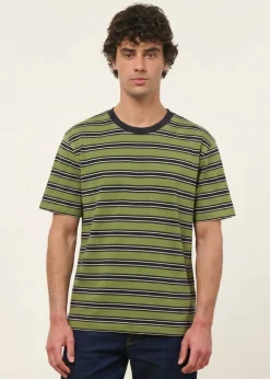 T-shirt oversize en coton bio | rayé vert