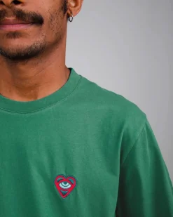 T-shirt turquoise imprimé en coton bio - heart t-shirt morera green