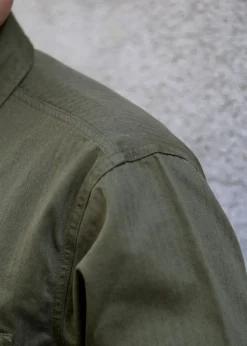 Veste à chevrons en coton bio | kaki "buddy herringbone chore jacket olive"