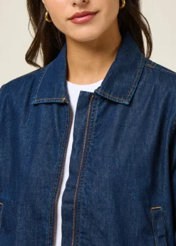 Veste denim brodé en coton bio | bleu 