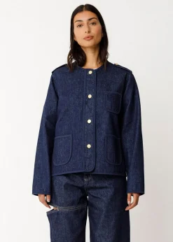 Veste denim en coton bio | bleu foncé 