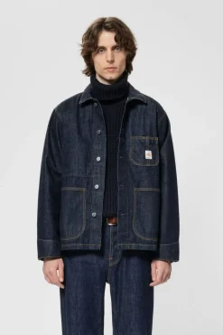 Veste denim en coton bio | brut "howie chore jacket one wash - blue"