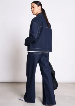 Veste denim en coton bio | brut à surpiqûres "vilme"
