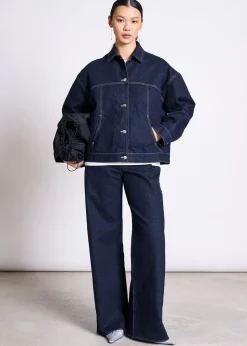 Veste denim en coton bio | brut à surpiqûres 
