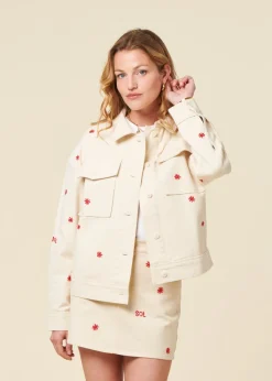 Veste denim en coton bio | écrue à motifs "sol chain frans jacket"