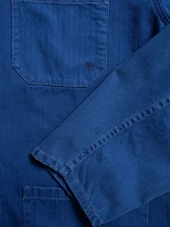 Veste de travail à chevrons en coton bio | bleu 