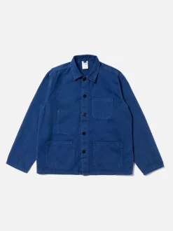 Veste de travail à chevrons en coton bio | bleu 