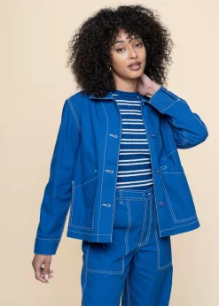 Veste en coton bio | bleu "jacket stiby canvas surf blue - surf the web"