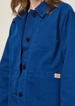 Veste en coton bio | bleu "lovis herringbone denim jacket blue"