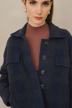 Veste en coton bio et laine | marine 