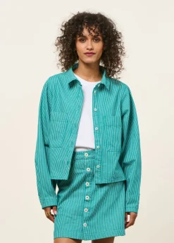 Veste en coton bio et matières recyclées | turquoise 