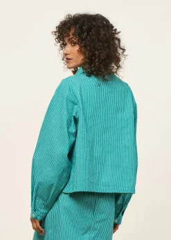 Veste en coton bio et matières recyclées | turquoise 