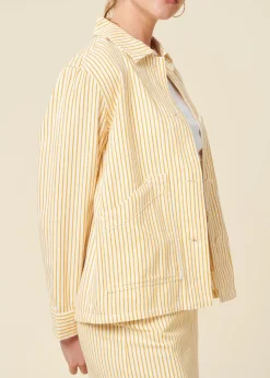 Veste en coton biologique | jaune "jacket stiby work stripe yellow - yellow"
