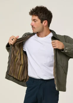 Veste en coton bio | vert "blake zip jacket duck canvas"