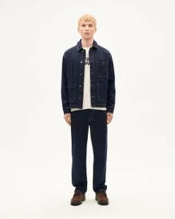 Veste en denim de coton bio | bleu "dark clean denim gus jacket"