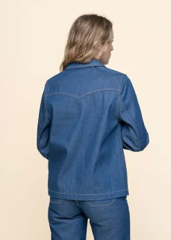 Veste en jean brut en coton bio - kelly western jacket 70's blue denim