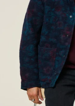Veste en laine et coton bio | multicolore "button-down jacket wool-blend - dark watercolor"