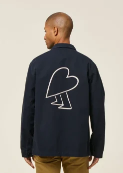 Veste imprimé dos en coton bio | marine 