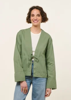 Veste légère en coton bio | verte "kimono jacket organic cotton - leaf green"