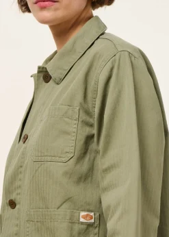 Veste légère en coton bio | vert "lovis herringbone jacket - pale green"