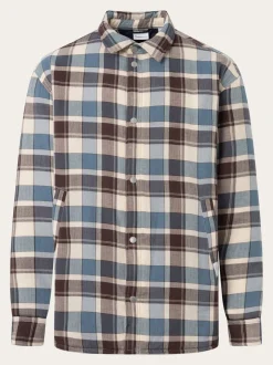 Veste matelassée en coton bio et matière recyclée | carreaux "checked overshirt blue"