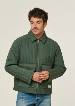 Veste matelassée en coton bio | vert "dark eucaliptus roc jacket - green"
