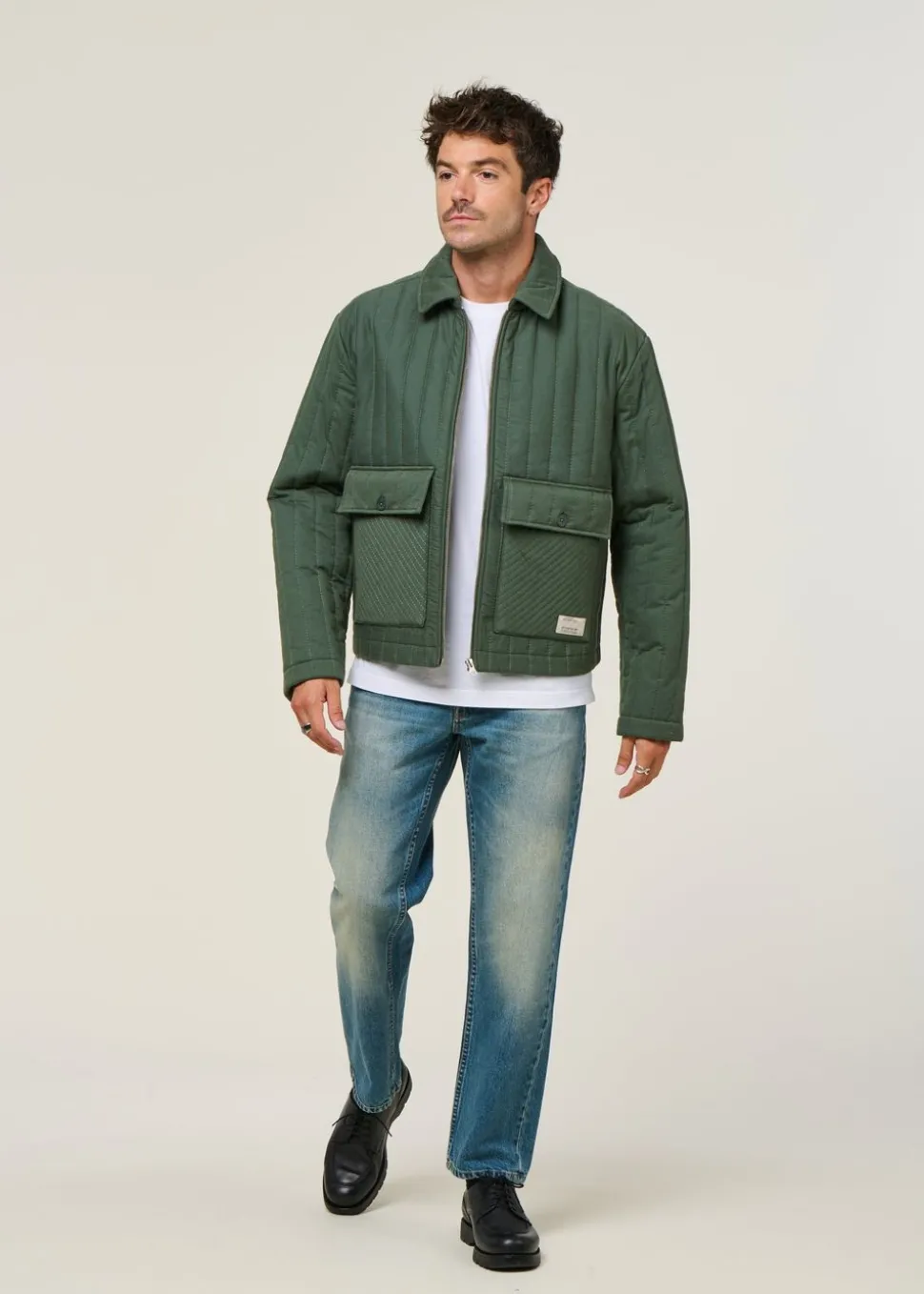 Veste matelassée en coton bio | vert "dark eucaliptus roc jacket - green"