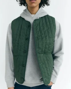 Veste matelassée sans manches en coton bio | vert 