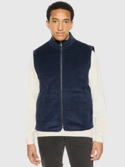 Veste sans manches en coton bio et matière recyclée | marine "11-wales corduroy vest night sky"