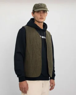 Veste sans manches matelassée flanelle en coton bio | vert "flannel quilt vest - moss green"