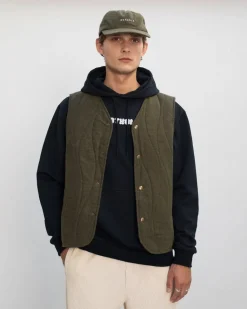 Veste sans manches matelassée flanelle en coton bio | vert 