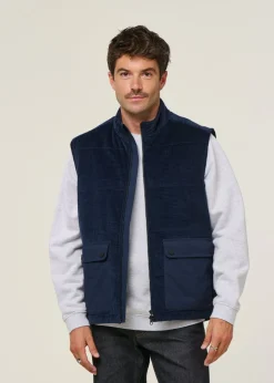 Veste sans manche velours en coton bio et matière recyclée | marine 