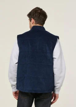 Veste sans manche velours en coton bio et matière recyclée | marine 