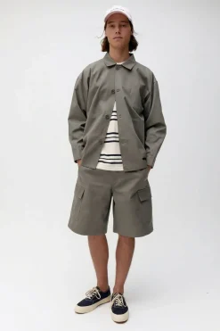 Veste style workwear en coton bio | oversized work jacket wr - olive