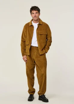 Veste velours en coton bio | camel "light oak corduroy gabin shirt - brown"