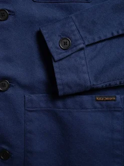Veste worker en coton bio | bleu "barney worker jacket mid blue"