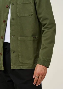 Veste workwear kaki en coton bio | vert "barney worker jacket olive"